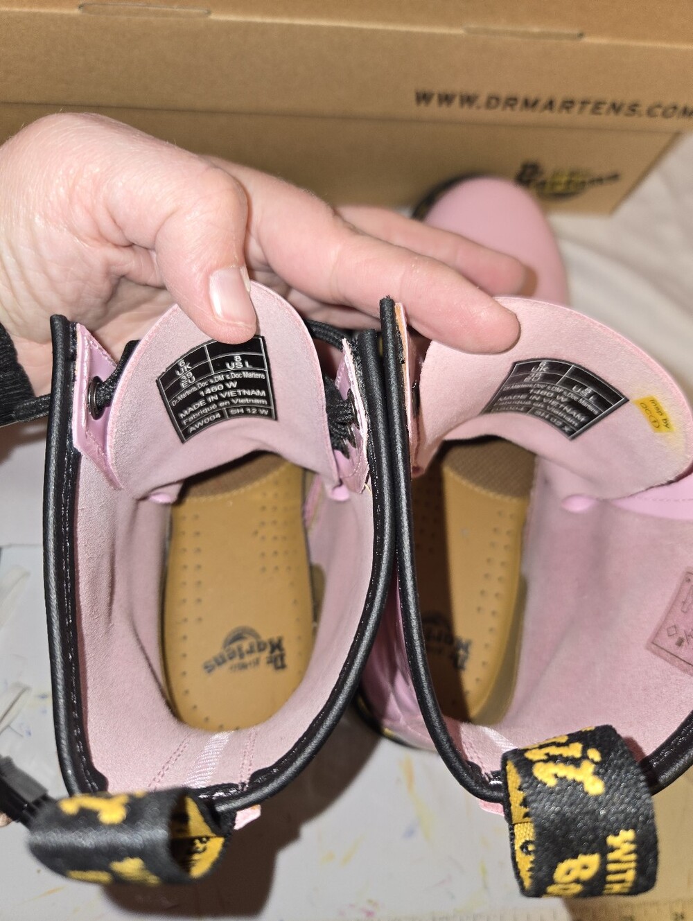 Dr. Martens Pink Leather Boots - Picture 6 of 7